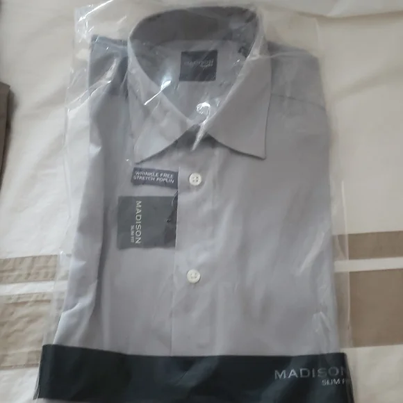 slim fit dress slacks White Madison Fine Twill Custom Dress Shirt main image 0